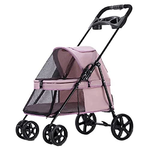 Kinderwagen for Haustiere, Reisekinderwagen for Haustiere, vierrädriger Kinderwagen, Hundetrolley, Katzenwagen, faltbar, for mittelgroße und kleine Hunde, Tragkraft bis 15 kg, Pink (Farbe: Blau)(Roze) Kinderwagen for Haustiere, Reisekinderwagen for Haustiere, vierrädriger Kinderwagen, Hundetrolley, Katzenwagen, faltbar, for mittelgroße und kleine Hunde, Tragkraft bis 15 kg, Pink (Farbe: Blau)(Roze) von MMBUY