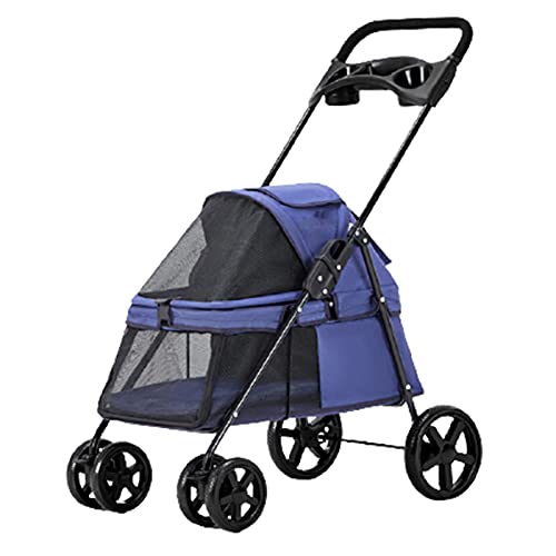 Kinderwagen for Haustiere, Reisekinderwagen for Haustiere, vierrädriger Kinderwagen, Hundetrolley, Katzenwagen, faltbar, for mittelgroße und kleine Hunde, Tragkraft bis 15 kg, Pink (Farbe: Blau)(Blu) Kinderwagen for Haustiere, Reisekinderwagen for Haustiere, vierrädriger Kinderwagen, Hundetrolley, Katzenwagen, faltbar, for mittelgroße und kleine Hunde, Tragkraft bis 15 kg, Pink (Farbe: Blau)(Blu) von MMBUY