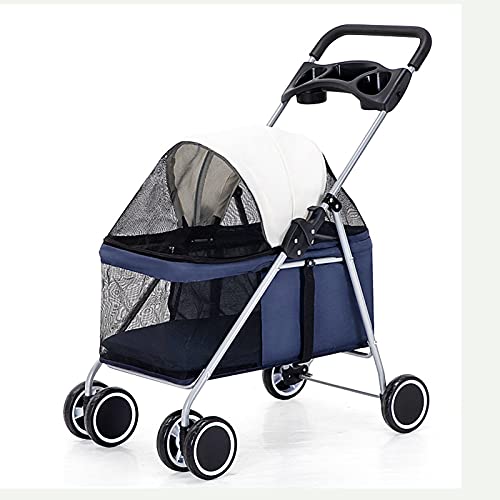 Kinderwagen for Haustiere, Reisekinderwagen for Haustiere, zusammenklappbarer Kinderwagen for große Hunde, 4 Räder, stoßfest, langlebig, waschbar, Rot (Farbe: Rot)(Blu) von MMBUY