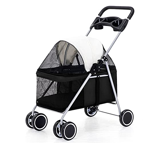 Kinderwagen for Haustiere, Reisekinderwagen for Haustiere, zusammenklappbarer Kinderwagen for große Hunde, stoßfest, langlebig, waschbar, 4 Räder, Rot (Farbe: Rot)(Black) von MMBUY