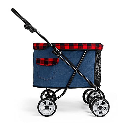 Kinderwagen for Haustiere, Reisekinderwagen for Hunde, 4 Räder, Haustier-Trolley, Netzfenster for mittelgroße und große Hunde, C (Farbe: B)(B) von MMBUY