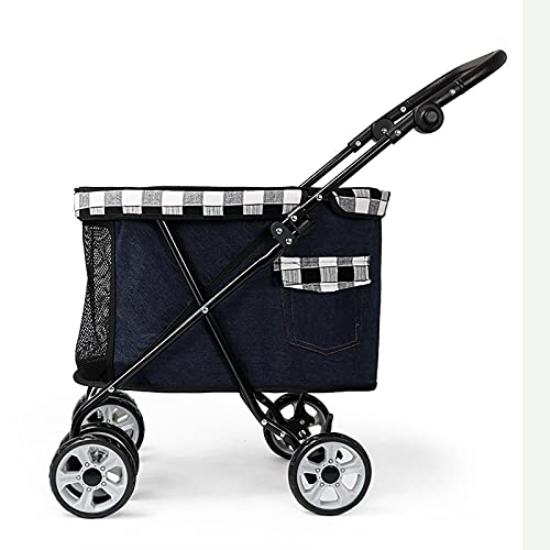 Kinderwagen for Haustiere, Reisekinderwagen for Hunde, 4 Räder, Haustier-Trolley, Netzfenster for mittelgroße und große Hunde, C (Farbe: B)(C) von MMBUY