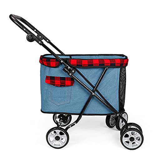 Kinderwagen for Haustiere, Reisekinderwagen for Hunde, 4 Räder, Haustier-Trolley, Netzfenster for mittelgroße und große Hunde, C (Farbe: B)(Onecolor) von MMBUY