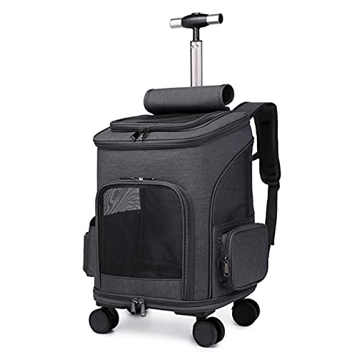 Kinderwagen for Haustiere, Reisekinderwagen for Katzen und Hunde, abnehmbarer Kinderwagen, zusammenklappbar, mit Aufbewahrungstasche, 4 Räder, Grau (Farbe: Gris)(Black) von MMBUY