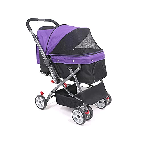 Kinderwagen for Haustiere, faltbarer Hundebuggy, Reisetrolley for Haustiere for mittelgroße/große Hunde und Katzen, maximale Tragkraft 25 kg (Farbe: Lila) von MMBUY