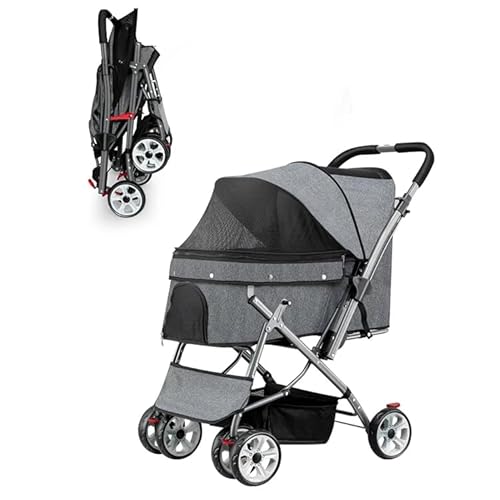 Kinderwagen for Haustiere, zusammenklappbarer Kinderwagen for den Außenbereich, vierrädriger Katzen- und Hundewagen, leichtes Gepäck for Reisen und Spaziergänge mit Haustieren, Transportbox for kleine Kinderwagen for Haustiere, zusammenklappbarer Kinderwagen for den Außenbereich, vierrädriger Katzen- und Hundewagen, leichtes Gepäck for Reisen und Spaziergänge mit Haustieren, Transportbox for kleine von MMBUY