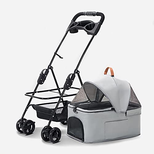 MMBUY Haustier-Buggy, Haustier-Reisebuggy, Hunde-Kinderwagen for Hunde, ausklappbarer Transportwagen, Blau (Farbe: Blau)(Gris) von MMBUY