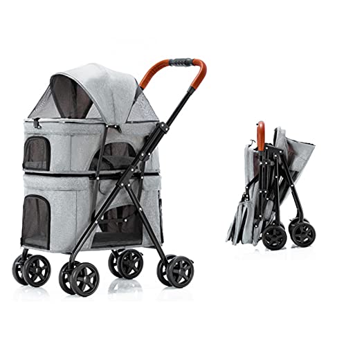 MMBUY Kinderwagen for Haustiere, Reisekinderwagen, doppelter Kinderwagen for kleine und mittelgroße Hunde und Katzen, mit Einer Hand zusammenklappbarer, tragbarer Reisewagen, Grau (Farbe: Gris)(Gris) MMBUY Kinderwagen for Haustiere, Reisekinderwagen, doppelter Kinderwagen for kleine und mittelgroße Hunde und Katzen, mit Einer Hand zusammenklappbarer, tragbarer Reisewagen, Grau (Farbe: Gris)(Gris) von MMBUY