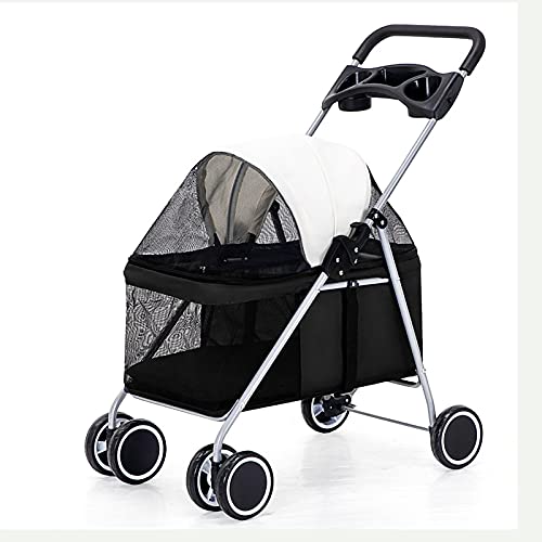MMBUY Kinderwagen for Haustiere, Reisekinderwagen for Haustiere, zusammenklappbarer Kinderwagen for große Hunde, 4 Räder, stoßfest, langlebig, waschbar, Rot (Farbe: Rot)(Black) von MMBUY