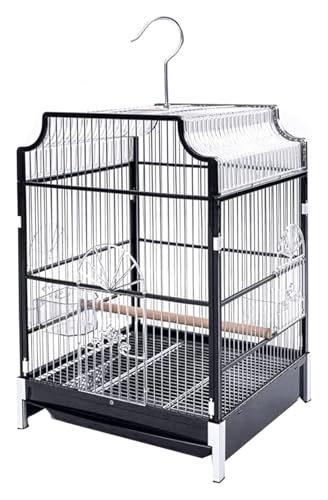 Vogelbauer, Vogelkäfig Multifunktionaler großer Flugvogelkäfig aus Edelstahl und ABS for Tauben, Papageien, tragbar(Black-) von MMDXDLX