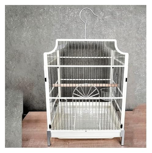 Vogelbauer, Vogelkäfig Multifunktionaler großer Flugvogelkäfig aus Edelstahl und ABS for Tauben, Papageien, tragbar(White-) von MMDXDLX