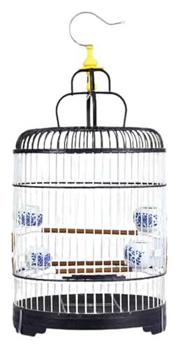 Vogelbauer, Vogelkäfig Tragbarer Reise-Vogelkäfig mit Haken for Aufhängen, Flugvogelkäfig for kleine Vögel, Haustier-Badekäfig, tragbar(Black-Set) von MMDXDLX