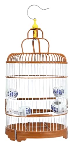 Vogelbauer, Vogelkäfig Tragbarer Reise-Vogelkäfig mit Haken for Aufhängen, Flugvogelkäfig for kleine Vögel, Haustier-Badekäfig, tragbar(Brown-Set) von MMDXDLX