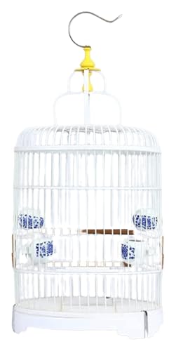 Vogelbauer, Vogelkäfig Tragbarer Reise-Vogelkäfig mit Haken for Aufhängen, Flugvogelkäfig for kleine Vögel, Haustier-Badekäfig, tragbar(White-Set) von MMDXDLX