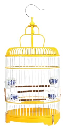 Vogelbauer, Vogelkäfig Tragbarer Reise-Vogelkäfig mit Haken for Aufhängen, Flugvogelkäfig for kleine Vögel, Haustier-Badekäfig, tragbar(Yellow-Set) von MMDXDLX