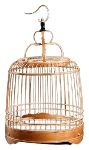Vogelbauer, Vogelkäfig Vogelkäfig mit stehender Stange, handgefertigt, Vogelflugkäfig mit tragbarem Griff, tragbar(Old-Bamboo) von MMDXDLX