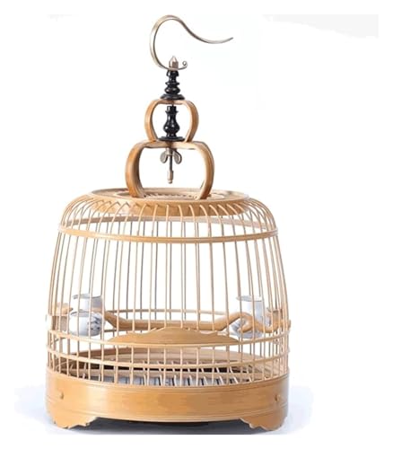 Vogelbauer, Vogelkäfig Vogelkäfig mit stehender Stange, handgefertigt, Vogelflugkäfig mit tragbarem Griff, tragbar(Raw-Bamboo) von MMDXDLX