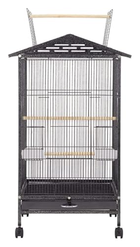 Vogelkäfig Wellensittich Käfig Schmiedeeisen Vogelkäfig mit 4 Rädern Leicht Zu Reinigen Flug Vogelkäfig Für Kleine Und Mittlere Vögel Tragbar (A) von MMDXDLX