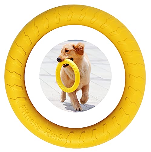 MMSGA Hunde-Fitness-Ring Hundebiss-Ring Hunde-Trainingsring, Haustier Hund Outdoor-Spiel Agility Trainingsgeräte, Tauziehen Interaktiver Trainingsring für Kleine mittelgroße Große Hunde (Gelb, 17CM) von MMSGA