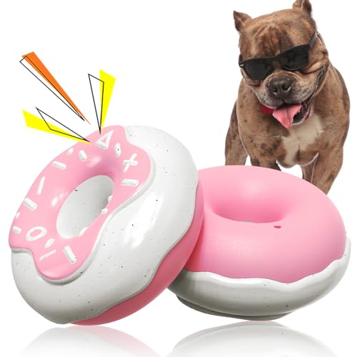 MMSGA Hundespielzeug Donut Quietsch，Quietschspielzeug für Große Hunde，Kauspielzeug Hund，Hundespielzeug Unzerstörbar für Aggressive Kauer Mittlere Große Hunde (Rosa) von MMSGA