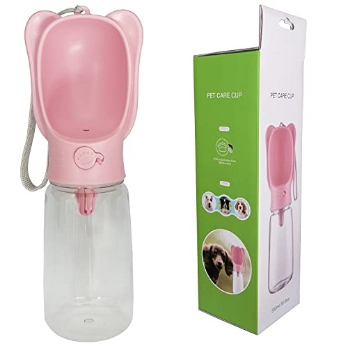 Wasserflaschen für Hunde,Trinkbecher für Haustiere 350ml&550ml,Auslaufsichere Tragbare Haustier-Trinkflasche mit Haustier-Trinkbecher für Spaziergänge im Freien,Wandern, Reisen (Rosa, 550ml) von MMSGA