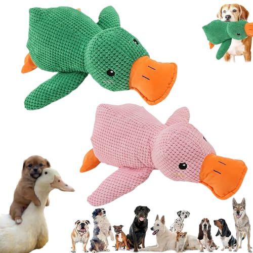 MMUNNA Zentric Quack-Quack Duck Dog Toy,Zentric Dog Toy,Zentric Plush Dog Toy,Dog Stuffed Animals Chew Toy,Quacking Duck Toy for Dog,Squeaky Dog Chew Toys (Pink+Green) von MMUNNA