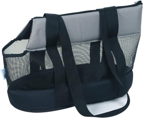 hundetragetasche Atmungsaktive Sommer-Haustier-Hundetragetasche, tragbare Haustiertragetasche, Umhängetasche, Katzen-Hundetragetaschen for kleine Hunde (Color : schwarz, Size :L) von MNASH