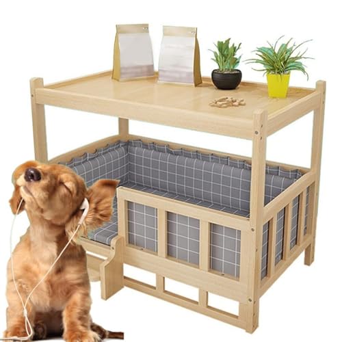 Massivholz Hundehütte Haustier Katzenbett Indoor Haustierhaus Holz Nachttisch Haustierbedarf Geeignet Für Golden Retriever, Teddy Usw(Size:50x75cm) von MNBVH