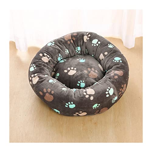 MNEVZX Hundebett Haustier-Hundebett, Winter, warm, superweich, Bär, rundes Kissen, Sofa für große Welpen, Katzen, Schlafmatte, Haus Haustierbett(Grey Dog Paw,45CM) von MNEVZX