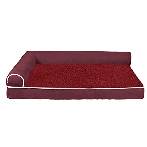 MNEVZX Hundebett Haustier-Hundebett, bequemes Hundesofa, warme Zwinger, große und kleine Haustiere, herausnehmbare Matratze Haustierbett(Wine red,XL 100x60x16cm) von MNEVZX