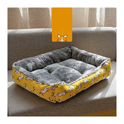 MNEVZX Hundebett Hundebett aus Fleece, weiches Sofa, Katzenbett, rutschfeste Unterseite, Haustierliege für kleine, mittelgroße Hunde Haustierbett(Yellow Chick,M 60x45cm) von MNEVZX