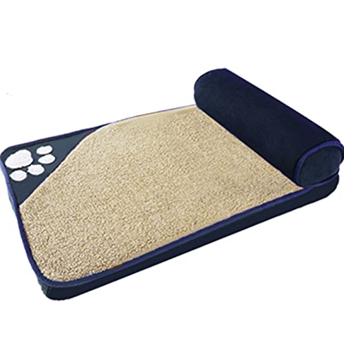 MNEVZX Hundebett Hundebett für große Hunde, Zwinger, quadratisches Kissen, Golden Retriever, Husky, Labrador, Teddy Haustierbett(Blue,L-100x65cm) von MNEVZX