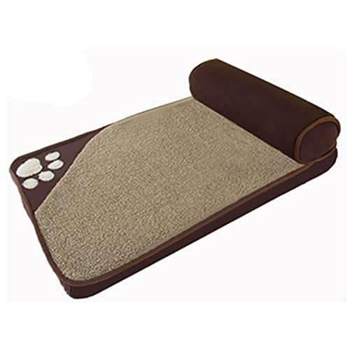 MNEVZX Hundebett Hundebett für große Hunde, Zwinger, quadratisches Kissen, Golden Retriever, Husky, Labrador, Teddy Haustierbett(Brown,L-100x65cm) von MNEVZX