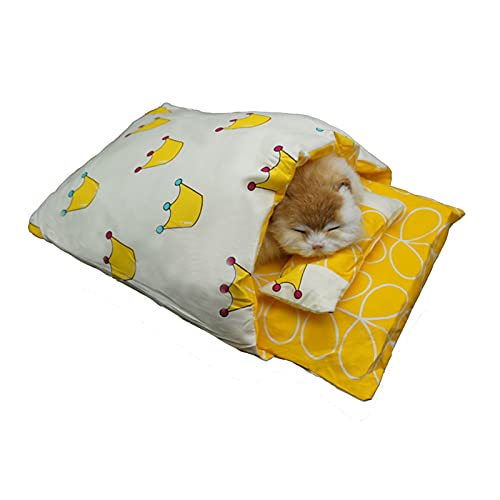 MNEVZX Hundebett Katzenbett Katzenstreu Schlafsack Heimbedarf Produkte für Katzen Großes Haustier Hundebett Katzenhaus Haustierbett(White,M) von MNEVZX