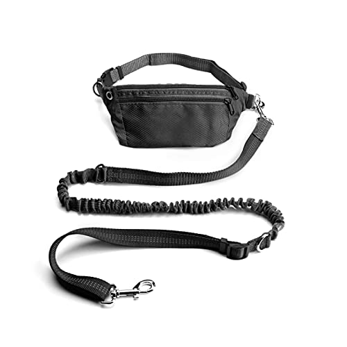 MNEVZX Hundeleine Jogging Training Wandern Retractable Bungee Dog Waist Leash für große Hunde Zubehör Hundeleine zum Trainieren(Black Set) von MNEVZX