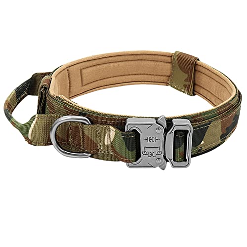 MNEVZX Hundeleine Militärisches taktisches Hundehalsband, elastisches Bungee-Leine-Halsband, Nylon-Haustierhalsband, große Hunde Hundeleine zum Trainieren(Camo Collar,L) von MNEVZX