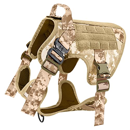 MNEVZX Hundeleine Taktisches Hundegeschirr und Leine Set Metallschnalle Große Hundeweste Haustiergeschirr Hundeleine zum Trainieren(DDC Hanress,XL) von MNEVZX