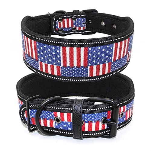 MNEVZX Hundeleine Verstellbares Hundehalsband mit Schnalle für kleine, mittelgroße Hunde, Pitbull-Leine, Hundekette Hundeleine zum Trainieren(Blue Flag,S) von MNEVZX