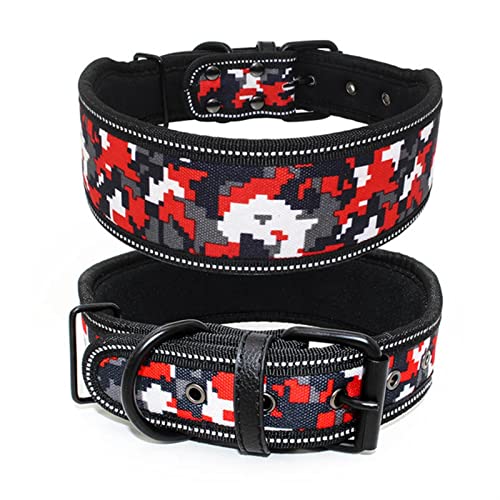 MNEVZX Hundeleine Verstellbares Hundehalsband mit Schnalle für kleine, mittelgroße Hunde, Pitbull-Leine, Hundekette Hundeleine zum Trainieren(Red Camouflage,M) von MNEVZX