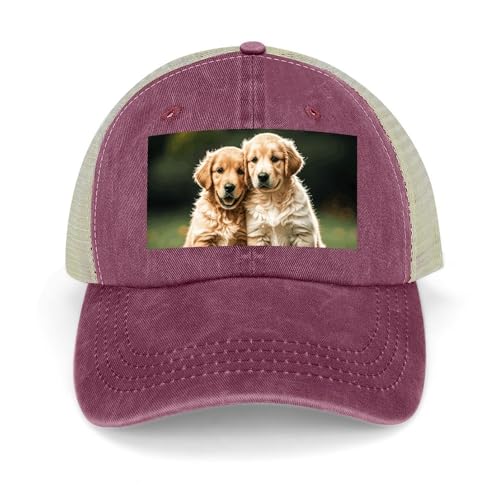 Hohle Baseballkappe, Golden Retriever, Hunde, Welpen, Haustiere, klassischer Papa-Hut, verstellbare Baumwolle, Baseballmütze, Sportvisier, Weinrot, Einheitsgröße von MNVTSKOP