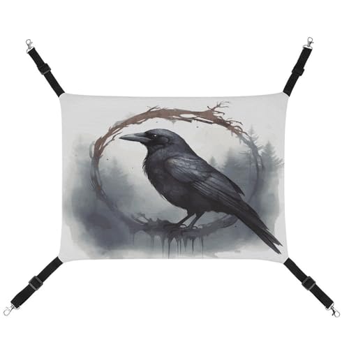 MNVTSKOP Black Crow Haustier-Hängematte, atmungsaktive Katzenhängematte mit verstellbaren Gurten und Metallhaken, Plüsch, kleines Tier, weiches Versteckbett für drinnen und draußen MNVTSKOP Black Crow Haustier-Hängematte, atmungsaktive Katzenhängematte mit verstellbaren Gurten und Metallhaken, Plüsch, kleines Tier, weiches Versteckbett für drinnen und draußen von MNVTSKOP