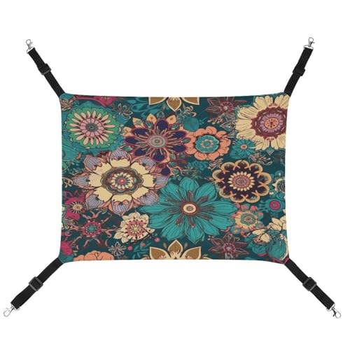 MNVTSKOP Bohemian Flower Pet Hammock Breathable Cat Hanging Hammock with Adjustable Straps and Metal Hooks Plush Small Animal Soft Hideout Bed for Indoor and Outdoor von MNVTSKOP