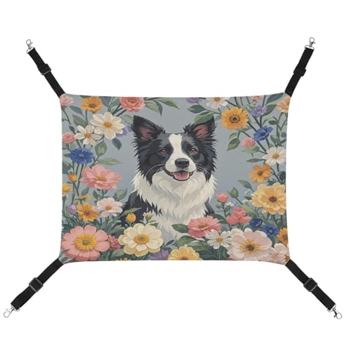 MNVTSKOP Border Collie Florals Haustier-Hängematte, atmungsaktive Katzenhängematte mit verstellbaren Gurten und Metallhaken, Plüsch, kleines Tier, weiches Versteckbett für drinnen und draußen MNVTSKOP Border Collie Florals Haustier-Hängematte, atmungsaktive Katzenhängematte mit verstellbaren Gurten und Metallhaken, Plüsch, kleines Tier, weiches Versteckbett für drinnen und draußen von MNVTSKOP