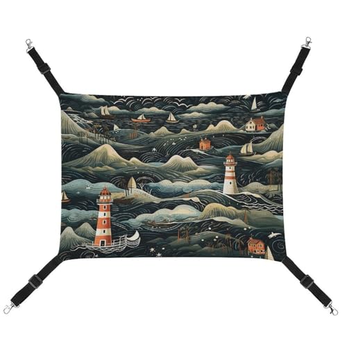 MNVTSKOP Eine schwarze Leuchtturm-Haustier-Hängematte, atmungsaktive Katzenhängematte mit verstellbaren Gurten und Metallhaken, Plüsch, kleines Tier, weiches Versteckbett für drinnen und draußen MNVTSKOP Eine schwarze Leuchtturm-Haustier-Hängematte, atmungsaktive Katzenhängematte mit verstellbaren Gurten und Metallhaken, Plüsch, kleines Tier, weiches Versteckbett für drinnen und draußen von MNVTSKOP