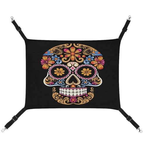 MNVTSKOP Handgezeichnete Totenkopf-Haustier-Hängematte, atmungsaktive Katzenhängematte mit verstellbaren Riemen und Metallhaken, Plüsch, kleines Tier, weiches Versteckbett für drinnen und draußen MNVTSKOP Handgezeichnete Totenkopf-Haustier-Hängematte, atmungsaktive Katzenhängematte mit verstellbaren Riemen und Metallhaken, Plüsch, kleines Tier, weiches Versteckbett für drinnen und draußen von MNVTSKOP