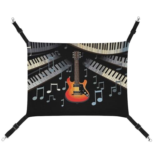 MNVTSKOP Haustierhängematte mit Gitarren-Klaviermuster, atmungsaktiv, Katzenhängematte mit verstellbaren Gurten und Metallhaken, Plüsch, kleines Tier, weiches Versteckbett für drinnen und draußen MNVTSKOP Haustierhängematte mit Gitarren-Klaviermuster, atmungsaktiv, Katzenhängematte mit verstellbaren Gurten und Metallhaken, Plüsch, kleines Tier, weiches Versteckbett für drinnen und draußen von MNVTSKOP