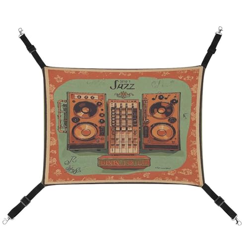 MNVTSKOP Jazz-Musikausrüstung mit Vintage-Hintergrund, Haustier-Hängematte, atmungsaktive Katzenhängematte mit verstellbaren Gurten und Metallhaken, Plüsch, kleines Tier, weiches Versteckbett für MNVTSKOP Jazz-Musikausrüstung mit Vintage-Hintergrund, Haustier-Hängematte, atmungsaktive Katzenhängematte mit verstellbaren Gurten und Metallhaken, Plüsch, kleines Tier, weiches Versteckbett für von MNVTSKOP