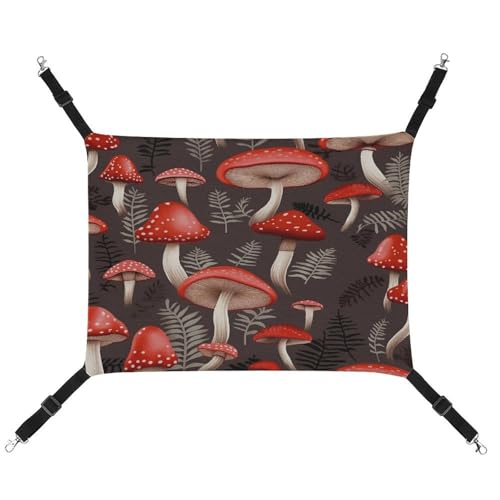 MNVTSKOP Red Mushrooms Haustier-Hängematte, atmungsaktive Katzenhängematte mit verstellbaren Gurten und Metallhaken, Plüsch, kleines Tier, weiches Versteckbett für drinnen und draußen MNVTSKOP Red Mushrooms Haustier-Hängematte, atmungsaktive Katzenhängematte mit verstellbaren Gurten und Metallhaken, Plüsch, kleines Tier, weiches Versteckbett für drinnen und draußen von MNVTSKOP