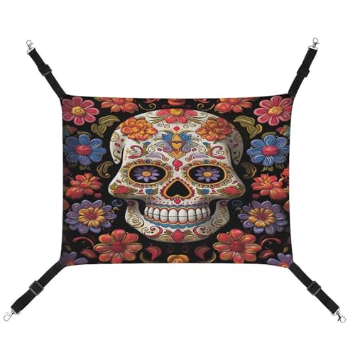 MNVTSKOP Sugar Skulls Haustier-Hängematte, atmungsaktive Katzenhängematte mit verstellbaren Gurten und Metallhaken, Plüsch, kleines Tier, weiches Versteckbett für drinnen und draußen MNVTSKOP Sugar Skulls Haustier-Hängematte, atmungsaktive Katzenhängematte mit verstellbaren Gurten und Metallhaken, Plüsch, kleines Tier, weiches Versteckbett für drinnen und draußen von MNVTSKOP