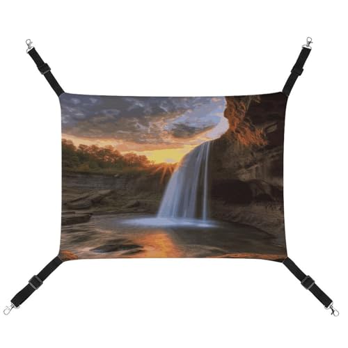 MNVTSKOP Wasserfall bei Sonnenuntergang Haustierhängematte Atmungsaktive Katzenhängematte mit verstellbaren Riemen und Metallhaken, Plüsch, kleines Tier, weiches Versteckbett für drinnen und draußen MNVTSKOP Wasserfall bei Sonnenuntergang Haustierhängematte Atmungsaktive Katzenhängematte mit verstellbaren Riemen und Metallhaken, Plüsch, kleines Tier, weiches Versteckbett für drinnen und draußen von MNVTSKOP